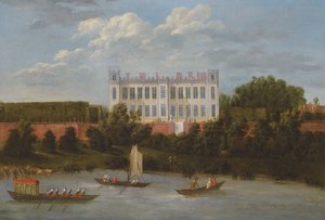 Een Uitzicht op Syon House vanaf de Theems