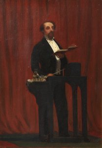 Charles Dickens geeft een openbare lezing, 1858