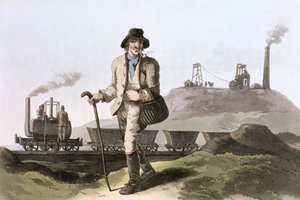 Blenkinsop-stoomlocomotief bij Middleton-mijn in de buurt van Leeds, West Yorkshire door Robert Havell