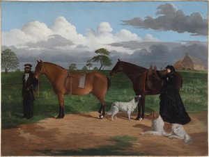 Mevrouw Adolphus Sceales met Zwarte Jimmie op Merrang Station, 1856 door Robert Hawker Dowling