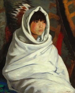 Indiaans meisje in witte deken, 1917
