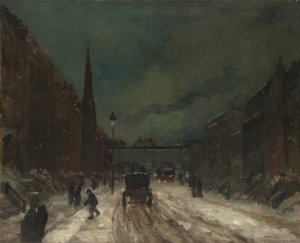 Straatscène met sneeuw (57th Street, NYC)