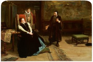 De conferentie tussen Mary, Queen of Scots en John Knox in Holyrood Palace