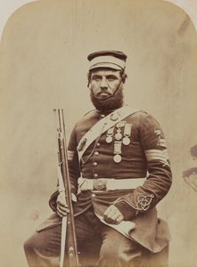 Kleur-Sergeant J. Stanton, Royal Sappers and Miners, 1856 door Robert Howlett