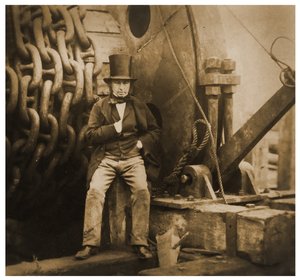 Isambard Kingdom Brunel bij de lanceerkettingen van de SS Great Eastern, 1857