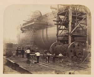 Mannen aan het Werk naast de Lanceerkettingen van de Great Eastern