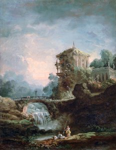 Landschap met Waterval, ca. 1750-1808 door Robert Hubert