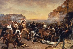 De val van het Alamo of Crocketts laatste stand door Robert Jenkins Onderdonk