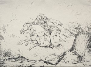 Specimens of Polyautography: Cavalerieaanval door Robert Kerr Porter