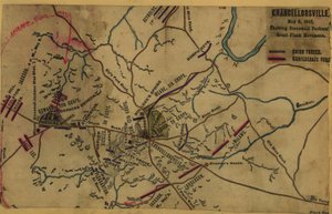 Chancellorsville, 2 mei 1863, met de grote flankbeweging van Stonewall Jackson LOC gvhs01.vhs00287