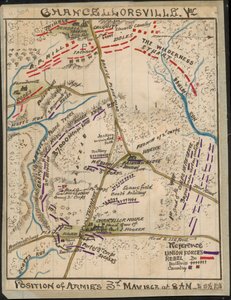 Chancellorsville, Va. Positie van legers 3 mei 1863 om 8 uur tot 5 1-2 uur LOC gvhs01.vhs00136