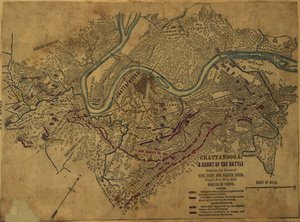 Chattanooga Een kaart van de strijd tussen de troepen van Gens. Grant en Braxton Bragg, gestreden van 24-5 november 1863. LOC gvhs01.vhs00275