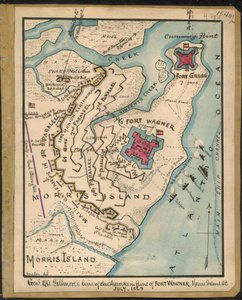 De verdedigingslinie van generaal Q. A. Gillmore voor Fort Wagner, Morris Island, S.C., juli 1863 LOC gvhs01.vhs00152