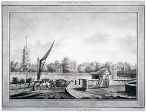 Uitzicht op Fulham vanaf de White Lion Inn, Putney, Londen, 1783 door Robert Laurie