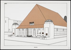 Halles, uit Une Cite Moderne, Dessins de Rob Mallet-Stevens Architecte, 1987 (gepubliceerd) door Robert Mallet Stevens