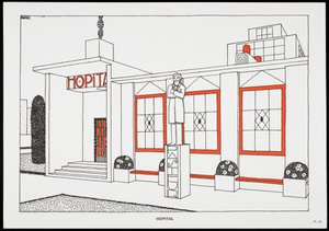 Hôpital, uit Une Cite Moderne, Dessins de Rob Mallet-Stevens Architecte, 1987