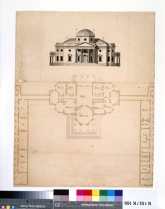 Monticello: 2e versie (plan en westelijke elevatie)
