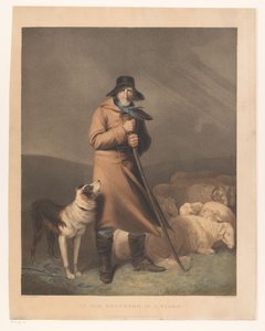 Herder met zijn hond en schapen door Robert Mitchell Meadows