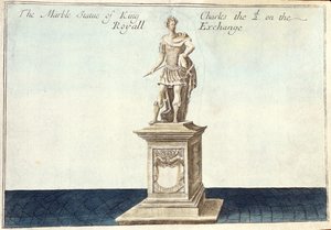 Marmeren Standbeeld van Koning Karel II (1630-85) op de Royal Exchange, uit 