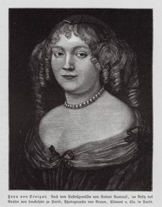 Madame de Sevigne, Franse schrijfster (gravure)