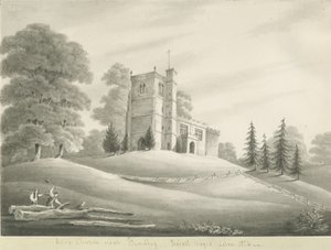 Arley Kerk: sepia tekening, 1824 door Robert Noyes