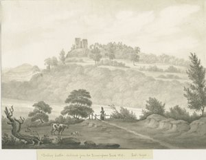 Dudley Castle: sepia tekening door Robert Noyes