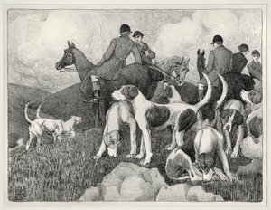 Jachtscène door Robert Polhill Bevan