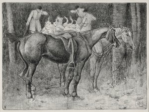 Jachtscène door Robert Polhill Bevan