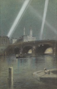 Oorlogszoeklichten boven London Bridge