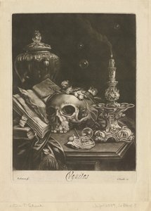 Vanitas Stilleven, c.1685-88 door Robert Robinson