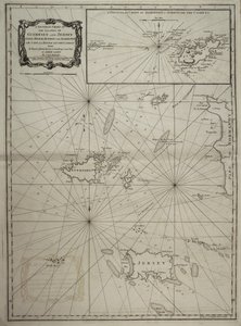 Een algemene kaart van de eilanden Guernsey en Jersey, Sark, Herm, Jethou en Alderney, met Cape la Hague en de Caskets door Robert Sayer
