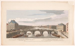 Gezicht op de Pont Royal over de rivier de Seine te Parijs, gezien richting de Pont Neuf door Robert Sayer