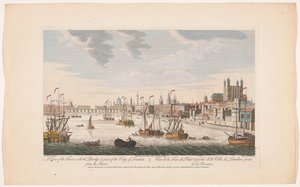 Gezicht op de stad Londen gezien vanaf de rivier de Theems door Robert Sayer