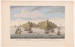 Gezicht op het eiland Sint-Helena door Robert Sayer