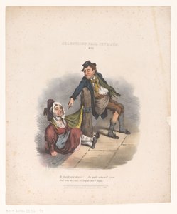 Spotprent met dronken man en vrouw door Robert Seymour (attributed to)
