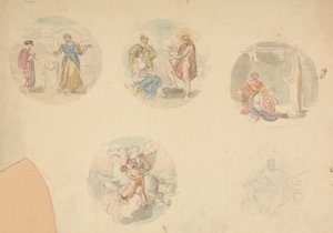 Vijf Vignetten van Scènes uit de Oudheid door Robert Smirke