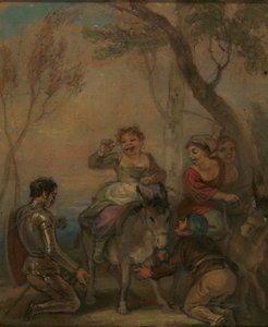 Illustratie voor Don Quichot (met figuren op een ezel) door Robert Smirke
