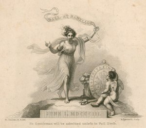 Uitnodiging voor een bal in Ranelagh Gardens, Millbank, Londen, 1 juni 1803 door Robert Smirke