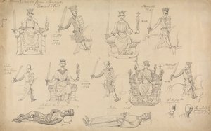 Studies van figuren en zegels uit Sandfords Geneal History