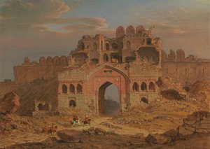 Binnen de hoofdingang van de Purana Qila, Delhi