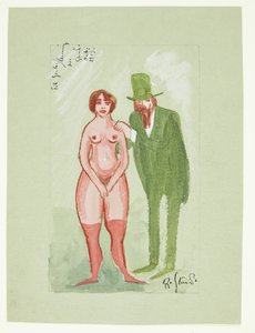 Roze dame en groene man door Robert Storm Petersen