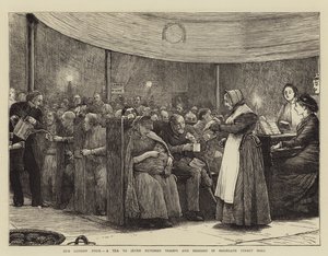 Onze Londense Armen, een Thee voor Zevenhonderd Zwerver en Bedelaars in Moorgate Street Hall