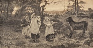 Drie Meisjes en een Ezel door Robert Walker Macbeth