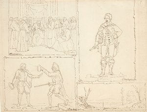Vier schetsen, 1824 door Robert Walter Weir