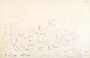 Lemminkäinen en Hiiden Hirvi ; Originele tekening voor de serie "Kalewala, Finsk National-dikt, framställd i teckningar af R.W.Ekman".