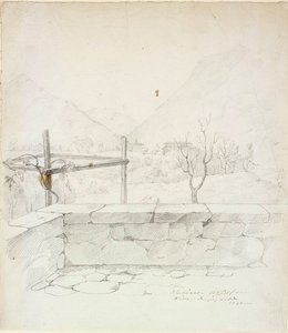 Uitzicht op de villa waar de kunstenaar woonde in Subiaco door Robert Wilhelm Ekman