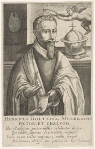Portret van Hendrik Goltzius, ca. 1610 (gravure) door Robert Willemsz de Baudous