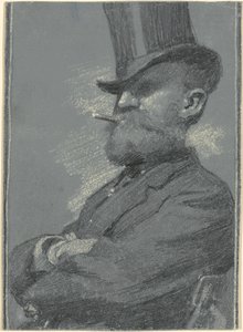 Man met Hoge Hoed, Rookt een Sigaar door Robert William Vonnoh