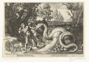 Metgezellen van Cadmus door een draak verslonden