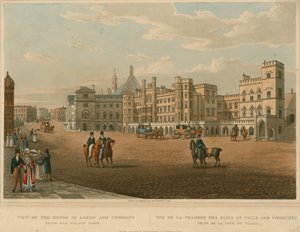 Uitzicht op de Houses of Lords en Commons vanaf Old Palace Yard door Robert the Elder and Younger Havell
